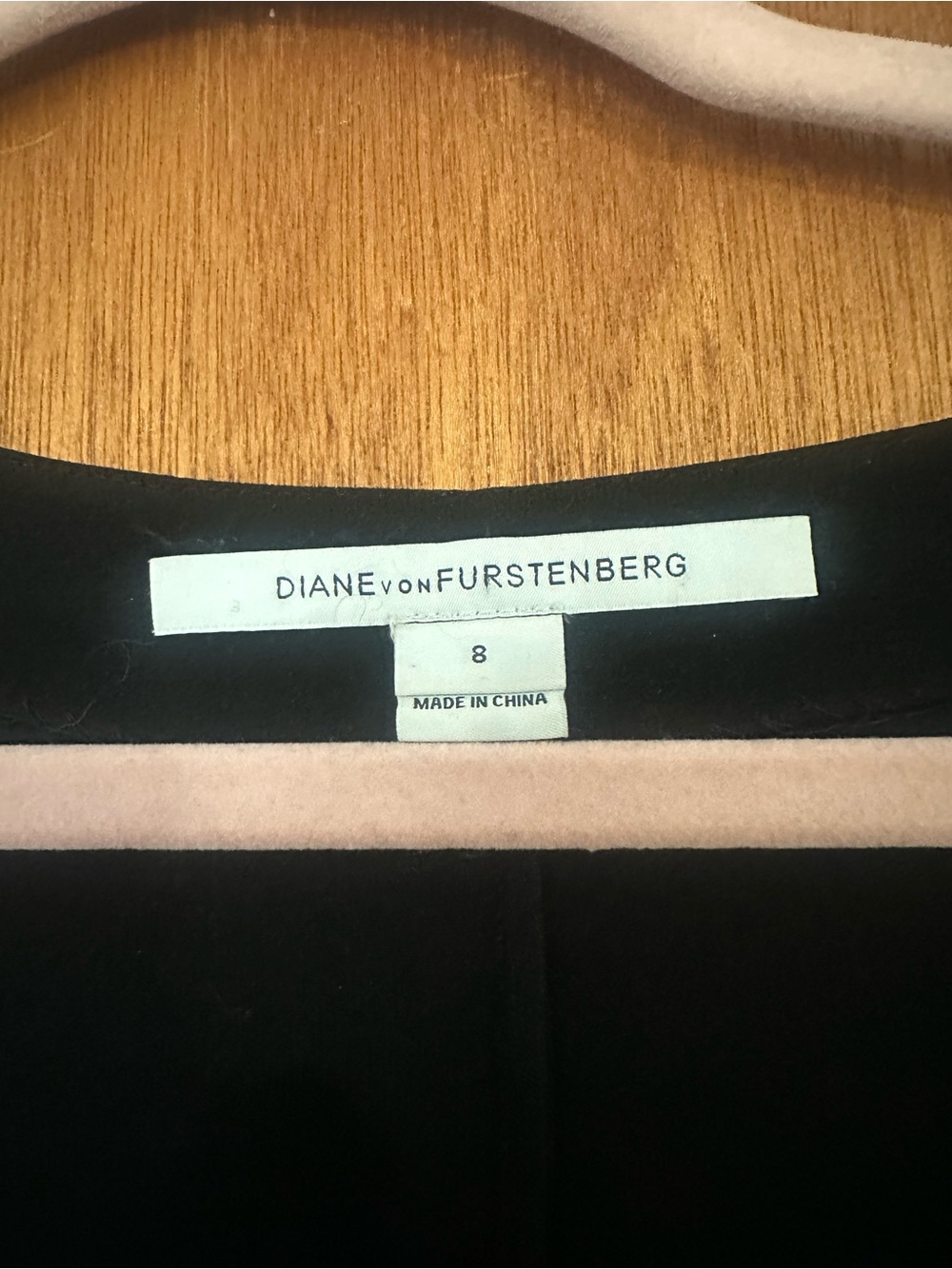 Diane Von Furstenberg Black Top with Pale Pink Trim